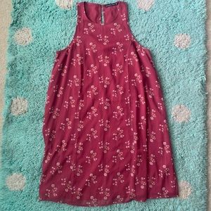 Abercrombie Women Floral Shift Dress M Tall Mini Berry Pink Maroon Tank Chiffon